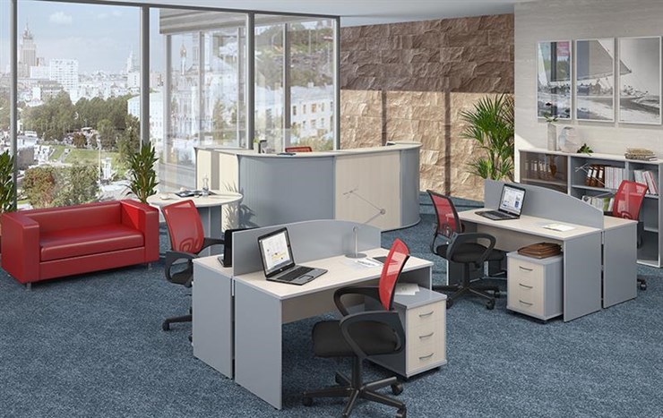 Комплект офисной мебели IMAGO четыре рабочих места, стол для переговоров в Липецке - изображение 1